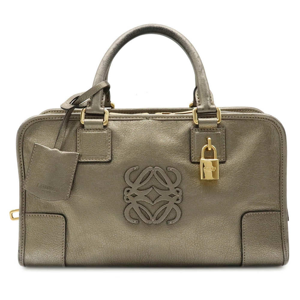 Loewe Amazona Anagram Handbag Boston Leather Metallic